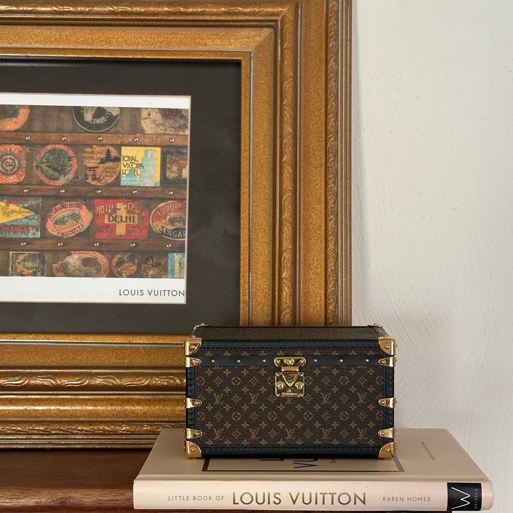 Rare LOUIS VUITTON Macassar LV Monogram Petite Trunk Noir Black Paperweight